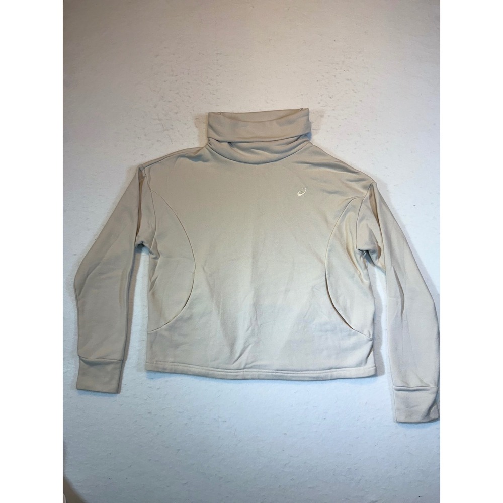 ASICS Women's Beige Fleece Mock Neck Hoodie Athletic Size S